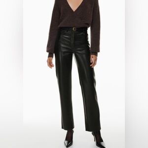 BNWT Wilfred Melina Black Faux Vegan Leather Straight Leg Pants size 6 $148